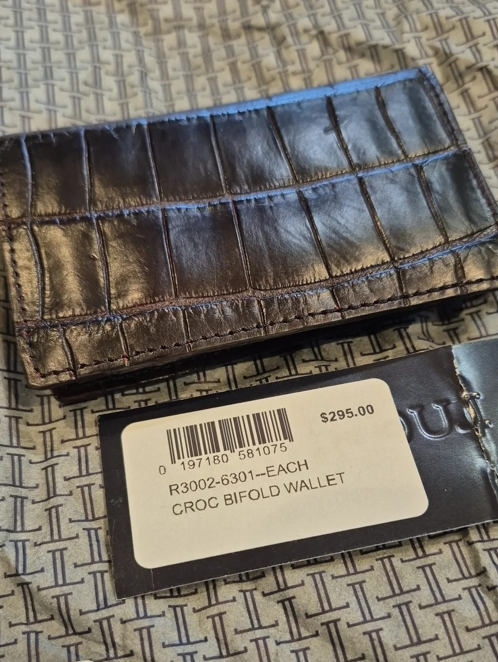LUCCHESE Bootmaker Crocodile Leather Bifold Wallet Brand New